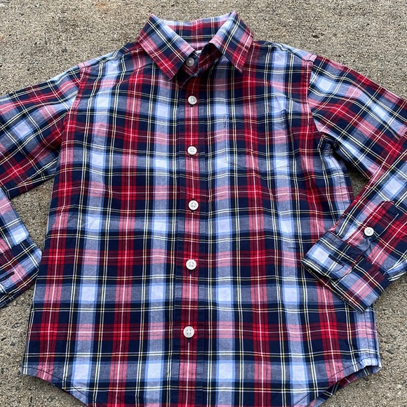 Janie and Jack Toddler White Boy Plaid Button Down Shirt - Picture 3 of 5